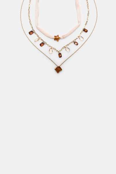 Stradivarius Set of 3 cord and bead necklaces