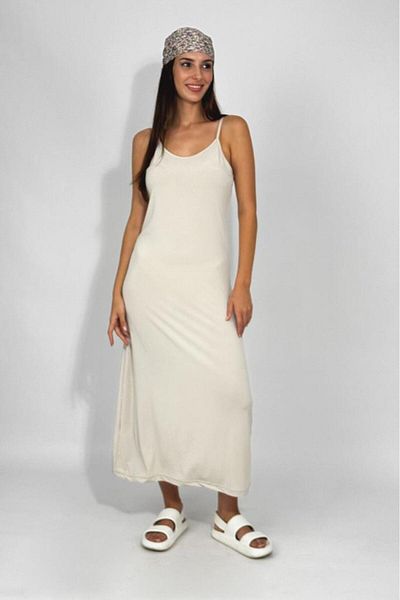 Betimoda Women's Sandy Fabric Rope Strap Solid Color Fitted/Fitted Tight Stretchy Comfortable Wrap Long Dress Stone