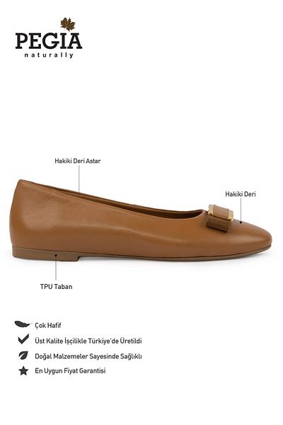 Pegia Genuine Leather Buckle Ballerinas Dg6048