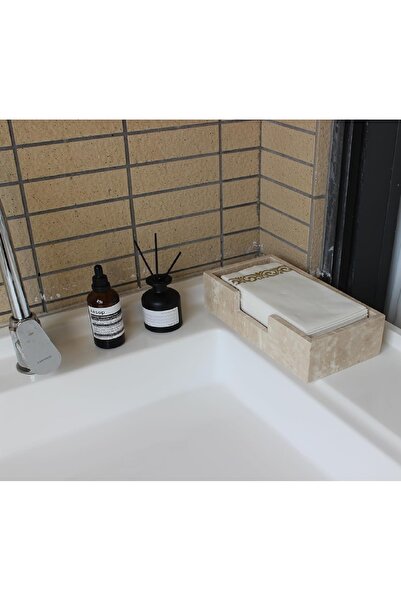 Modestmar Natural Travertine Napkin Holder, Towel Holder, Organizer