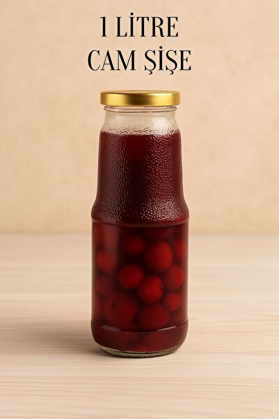 Tanemce 1 Litre Şeffaf Sürahi Süt, Ayran, Su, Limonata, Meşrubat Şişesi Metal...