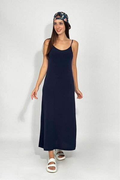 Betimoda Women's Sandy Fabric Rope Strap Solid Color Fitted/Skin-Fitting Tight Stretchy Comfortable Wrap-Around Long Dress Navy Blue