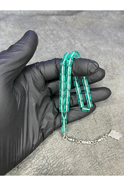 Mos Tespih Wrist Length Water Green Crimping Amber Prayer Beads