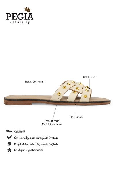 Pegia Genuine Leather Women's Slippers Dg6058