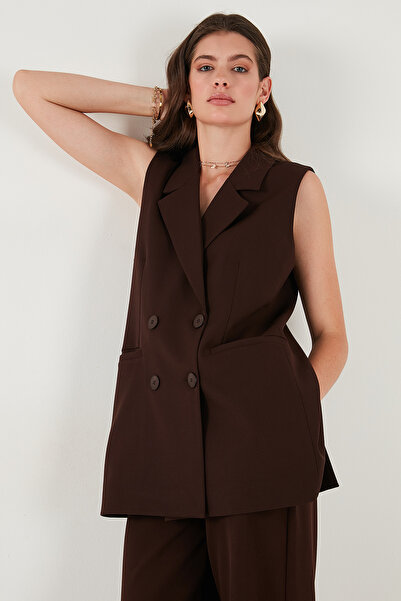 Lela Яке с овъглена кройка и моно яка, без ръкави и копчета, елек VEST 6521177