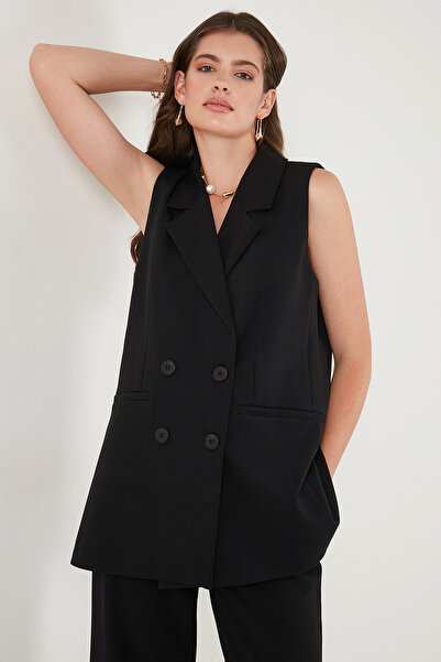 Lela Oversize Fit Mono Yaka Kolsuz Düğmeli Ceket Yelek YELEK 6521177