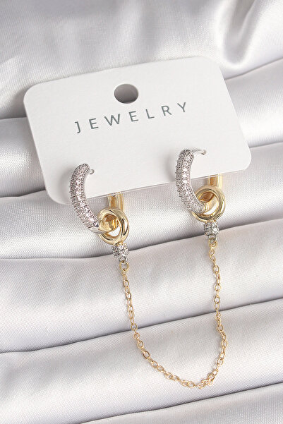 Skygo Brass Mix Color Zircon Stone Dangle Chain Model Women's Earrings - Tj-Bkp10422