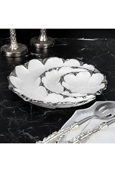 ROY KING FLORA SILVER 3'LÜ YUVARLLAK ÇEREZLİK 28 CM