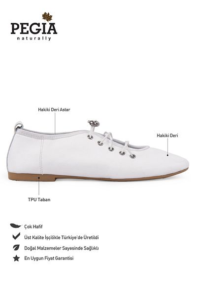 Pegia Balerini din piele naturală cu șireturi DG6047