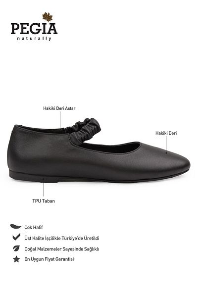 Pegia Genuine Leather Banded Ballerinas Dg6046