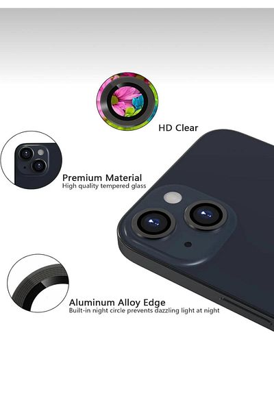 Aksesuar Kasabası حماية عدسة الكاميرا من الزجاج المقسى المتوافقة مع Apple iPhone 15 وiPhone 15 Plus