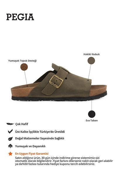 Pegia Genuine Leather Women's Buckle Slippers 215546