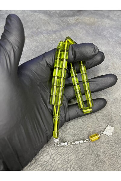 Mos Tespih Cut Green High-End Crimping Amber Prayer Beads