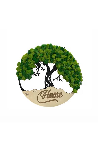 ALVAL Tablou copacul vietii decorat cu licheni naturali stabilizati, Home, culoare verde inchis/deschis