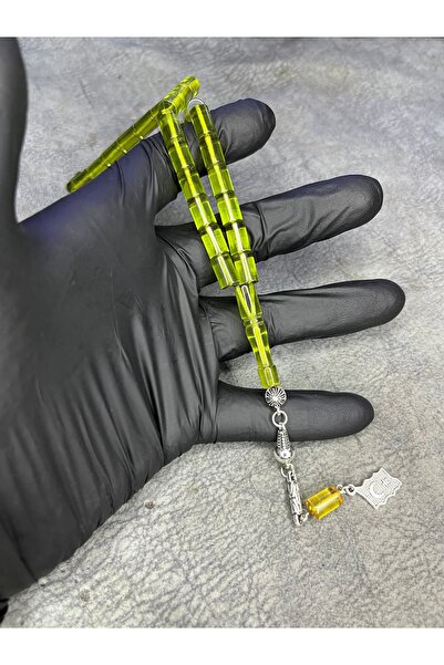 Mos Tespih Cut Green High-End Crimping Amber Prayer Beads