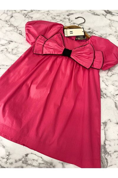 HÇ Hülya Çelik KİDSWEAR 2018 Girl's Bow Fuchsia Dress