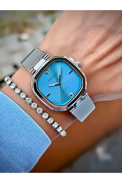 Ferrucci Women's Wristwatch Straw Cord 3 Atm Water Resistant Bracelet Design Square Watch with Gift