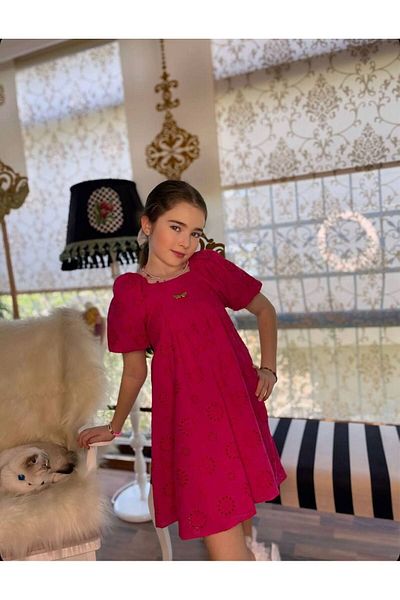 HÇ Hülya Çelik KİDSWEAR 2018 Girl's Fuchia Fistolu Dress