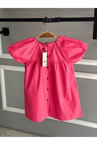 HÇ Hülya Çelik KİDSWEAR 2018 Girl's Bow Fuchsia Dress