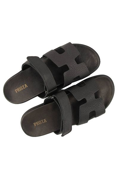 Pegia Men's Banded Floater Leather Slippers 215028