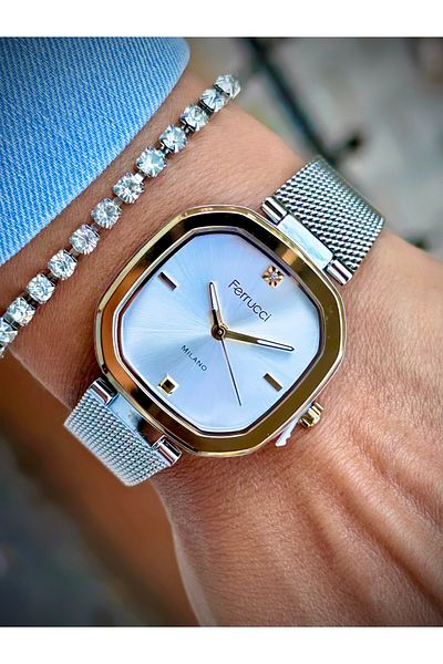 Ferrucci Women's Wristwatch Straw Cord 3 Atm Water Resistant Bracelet Design Square Watch with Gift