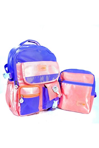 Nico Geantă de școală în stil coreean Rucsac pentru fete și băieți cu accesorii