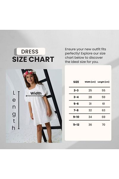 HÇ Hülya Çelik KİDSWEAR 2018 Girls' Cotton Short Sleeve White Scalloped Dress