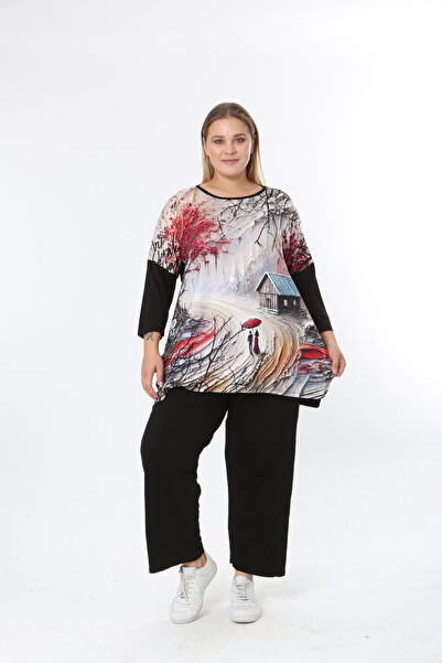 XL Modam γυναικείο χιτώνα με ψηφιακή εκτύπωση plus size