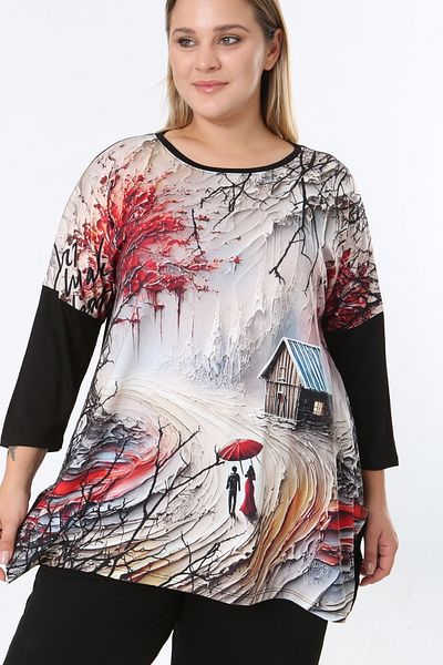 XL Modam Women's Digital Print Plus Size Tunic