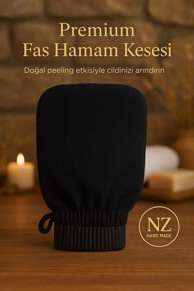 VİSKOYAT Premium Fas Kalın Bilekten Lastikli Banyo/Hamam Kesesi
