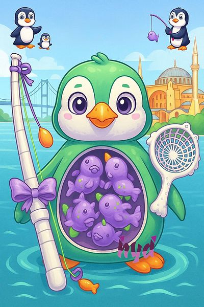 Hyd Penguin Magnet Fishing Catch Game 10 Pieces Sea Creatures with Fishing Rod Educational Toy