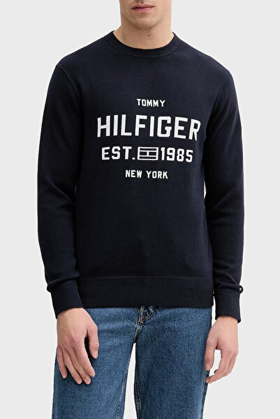 Tommy Hilfiger Pamuklu Regular Fit Bisiklet Yaka Logolu Kazak Erkek KAZAK MW0MW39533 DW5