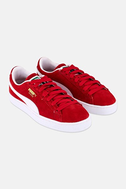 Puma حذاء كلاسيكي برباط من جلد الغزال للأولاد الصغار للأنشطة الخارجية، أحمر