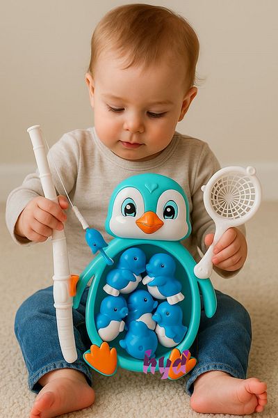 Hyd Penguin Magnet Fishing Catch Game 10 Pieces Sea Creatures with Fishing Rod Educational Toy