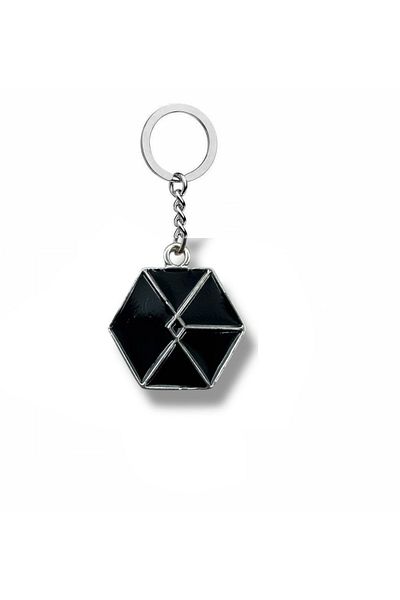 Herşey Nota Black Exo Logo Keychain – K-Pop Unisex Accessory |   Metal Figured Design