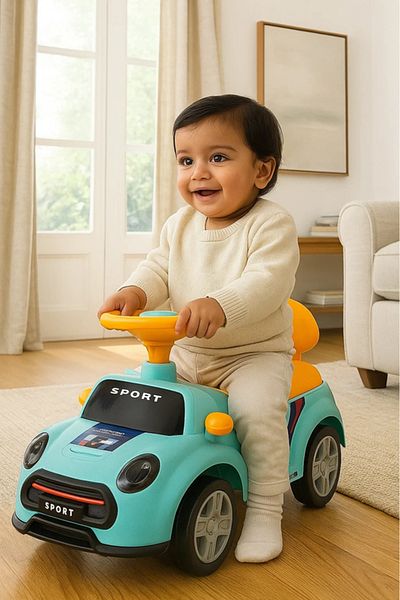 MASA Kids Ride-On Sport Car – Push Toy with Steering Wheel & Backrest for Toddlers (Multiple Colors)