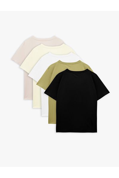 Koton Cotton 5 Pack Short Sleeve V Neck T-Shirt Set