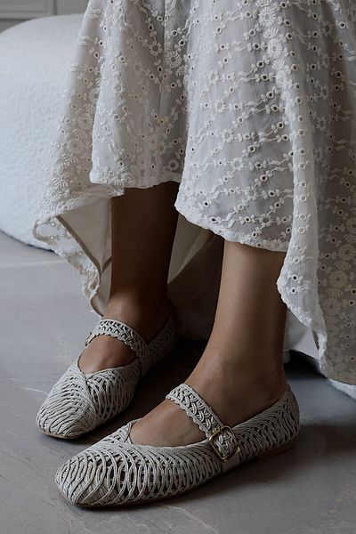 POLKA STORE Easy Mesh Knitted Square Toe Women's Loafer Slipon Ballet Shoes Mary Jane