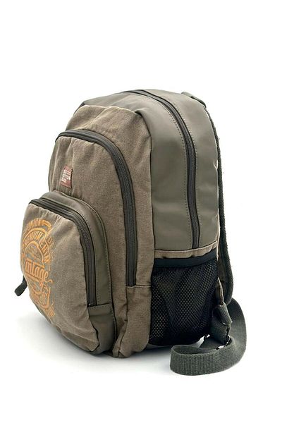 Old Cotton 7184 Revilla Green Back School Travel 15.6 Inch Laptop Notebook Sports Canvas Cotton Cloth Bag