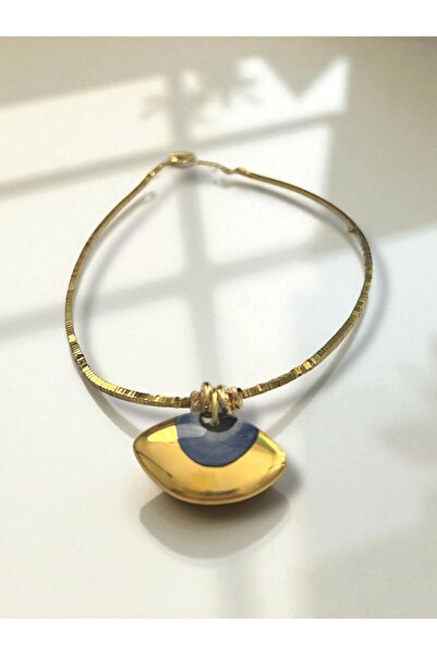 Bo Takı ve Aksesuar Göz model doğal taşlı çelik kolye