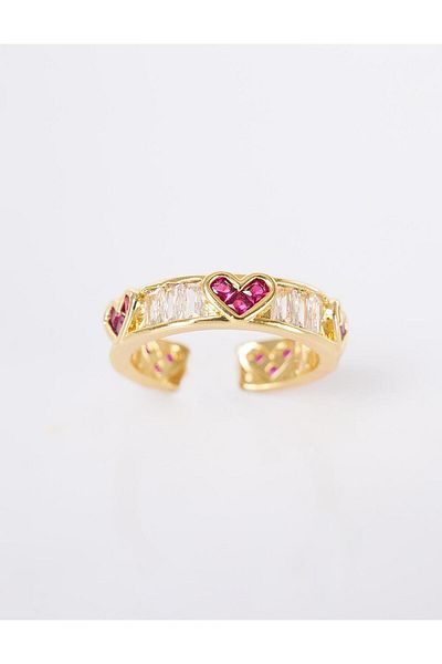 Kayra Pink Heart Ring Gold