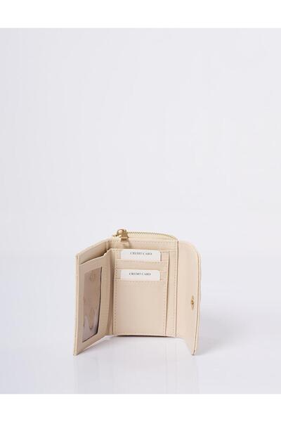 Kayra Kapitone Fermuarlı Cüzdan Krem