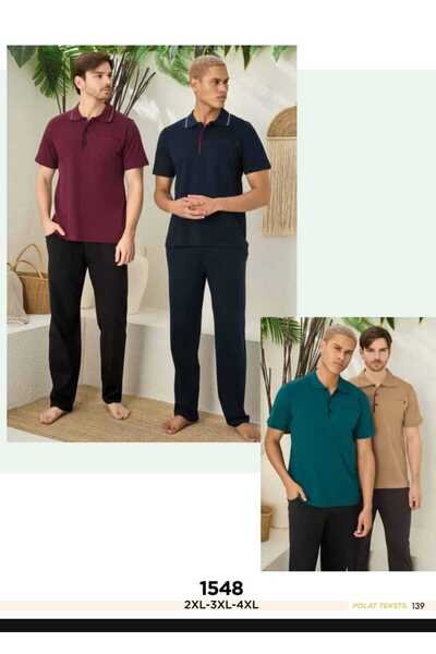 NightLove طقم نصف بولو بياقة باتال