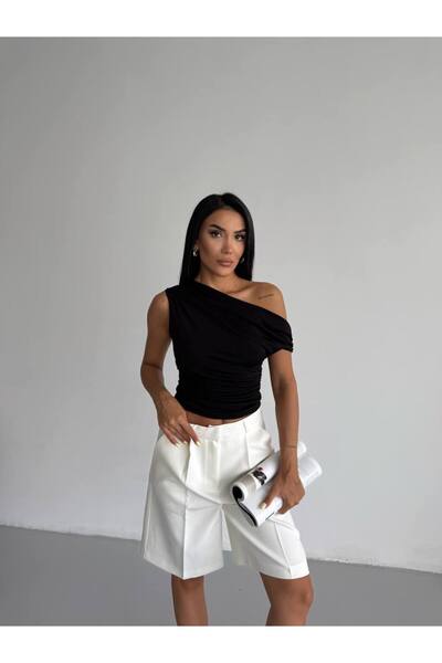 Caddebostan Moda Bluză cu un singur umăr, cu drapaj, pentru femei, la modă, e...