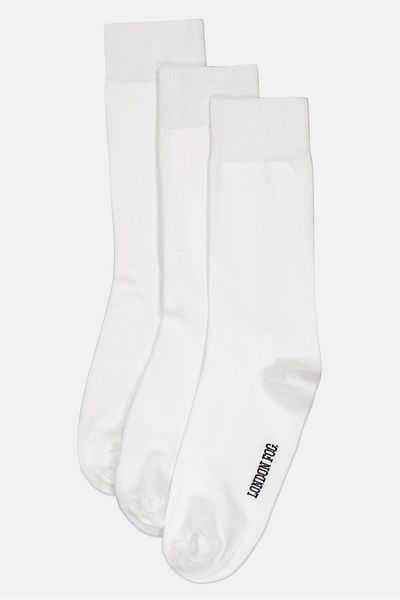 London Fog Men 3 Pairs Plain Formal Socks, White
