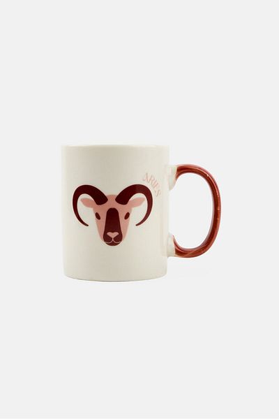 Muy Mucho Ceramic Aries Zodiac Mug 330ml, White