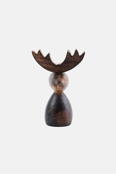 Boltze Wood Elmo Deer Figure, Dark Brown