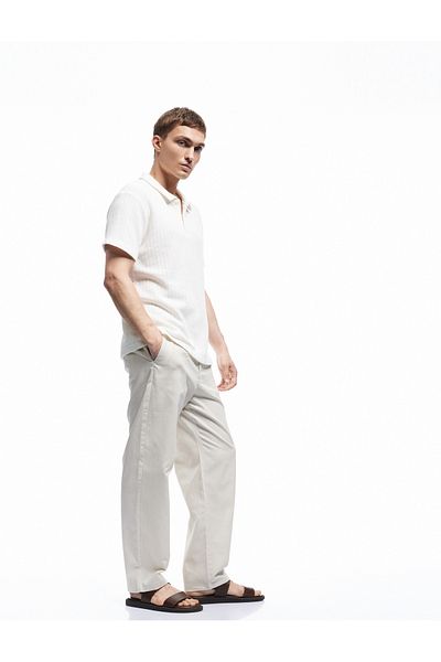 Koton Linen Cotton Blended Pocket Detailed Pleated Fabric Summer Trousers