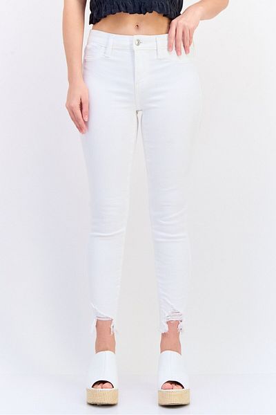 AMERICAN EAGLE Women Regular Fit Ripped Denim, White