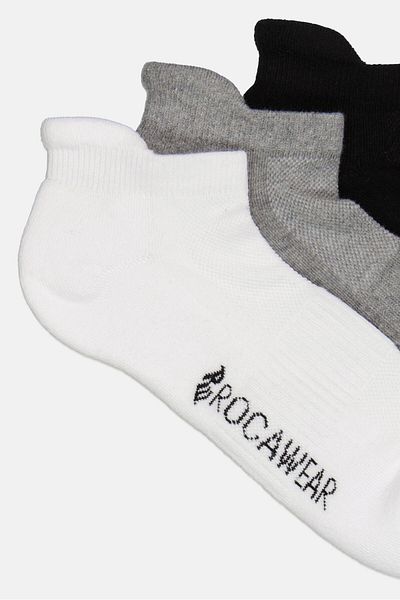 Rocawear Men 3 Pairs Brand Logo Ankle Socks, Multicolor